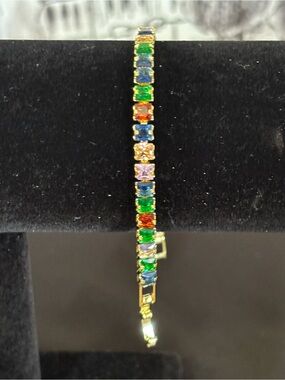 18kt Gold filled  Multi-Color Tennis Bracelet - Women's Jewelry size 7